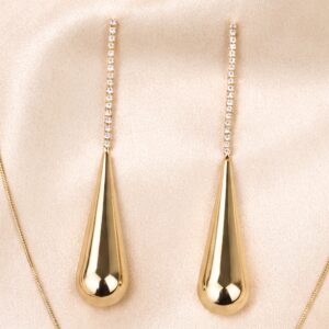 Brinco Zircônia com Gota Chapa 40x13mm