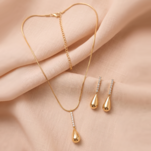 Conjunto Zircônia com Gota Latão 19x10mm