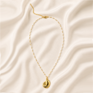 Colar Pérola Concha Caracol 30x20mm