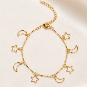 Pulseira Palito com Estrela e Lua vazado